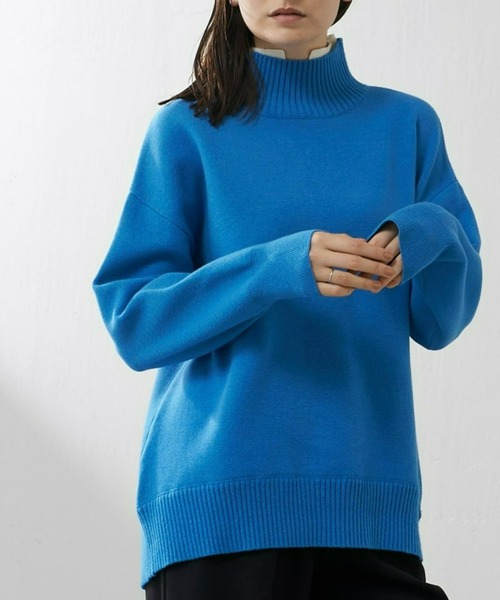 Lui's（ルイス）の「ダブルジャガード2枚襟ニットプルオーバー（ニット/セーター・レディース・ブルー/ダークブラウン/ブラック・FREE）」の3枚目の写真