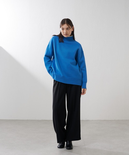 Lui's（ルイス）の「ダブルジャガード2枚襟ニットプルオーバー（ニット/セーター・レディース・ブルー/ダークブラウン/ブラック・FREE）」の4枚目の写真