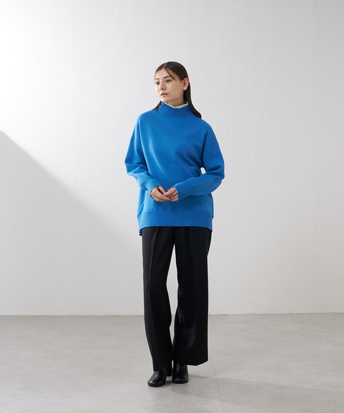 Lui's（ルイス）の「ダブルジャガード2枚襟ニットプルオーバー（ニット/セーター・レディース・ブルー/ダークブラウン/ブラック・FREE）」の6枚目の写真