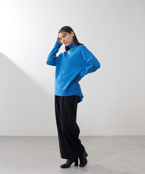 Lui's（ルイス）の「ダブルジャガード2枚襟ニットプルオーバー（ニット/セーター・レディース・ブルー/ダークブラウン/ブラック・FREE）」の7枚目の写真