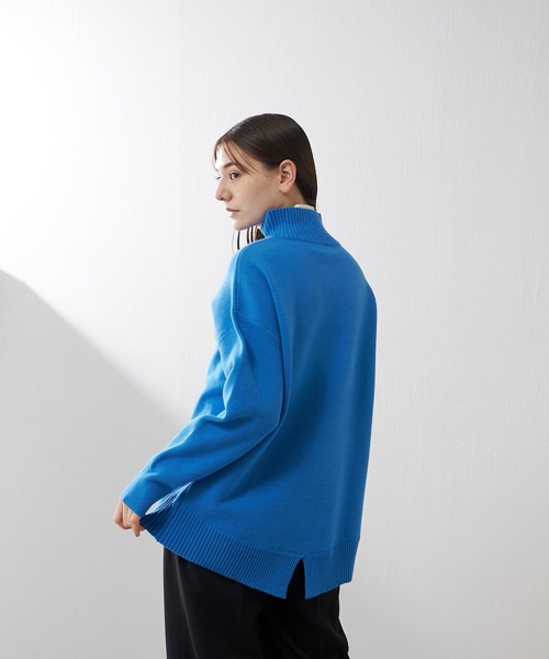 Lui's（ルイス）の「ダブルジャガード2枚襟ニットプルオーバー（ニット/セーター・レディース・ブルー/ダークブラウン/ブラック・FREE）」の9枚目の写真