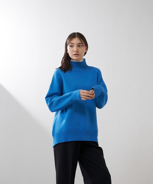 Lui's（ルイス）の「ダブルジャガード2枚襟ニットプルオーバー（ニット/セーター・レディース・ブルー/ダークブラウン/ブラック・FREE）」の10枚目の写真