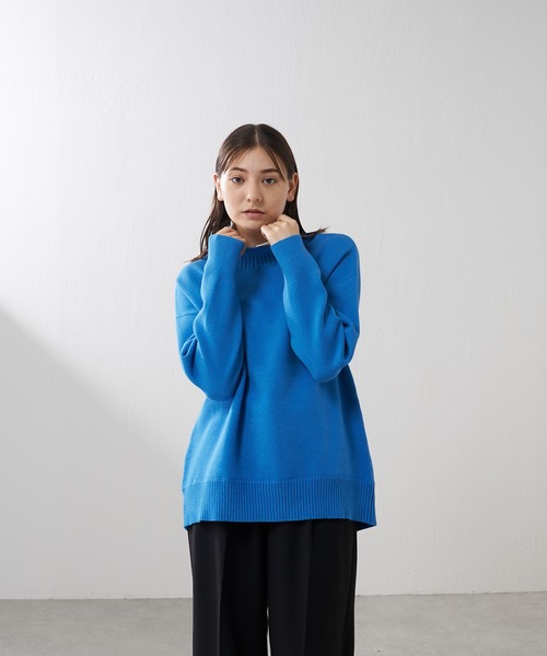 Lui's（ルイス）の「ダブルジャガード2枚襟ニットプルオーバー（ニット/セーター・レディース・ブルー/ダークブラウン/ブラック・FREE）」の11枚目の写真