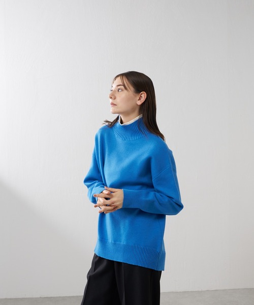 Lui's（ルイス）の「ダブルジャガード2枚襟ニットプルオーバー（ニット/セーター・レディース・ブルー/ダークブラウン/ブラック・FREE）」の12枚目の写真