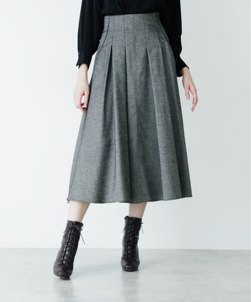 JILL by JILL STUART(ジルバイジルスチュアート)の「ホームスパン ロングスカート(スカート・レディース・パープル/ブラック・SMALL/MEDIUM)」の2枚目の写真