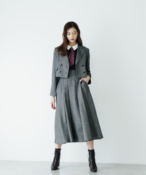 JILL by JILL STUART(ジルバイジルスチュアート)の「ホームスパン ロングスカート(スカート・レディース・パープル/ブラック・SMALL/MEDIUM)」の4枚目の写真