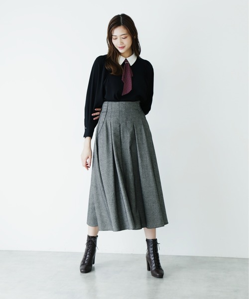 JILL by JILL STUART(ジルバイジルスチュアート)の「ホームスパン ロングスカート(スカート・レディース・パープル/ブラック・SMALL/MEDIUM)」の5枚目の写真