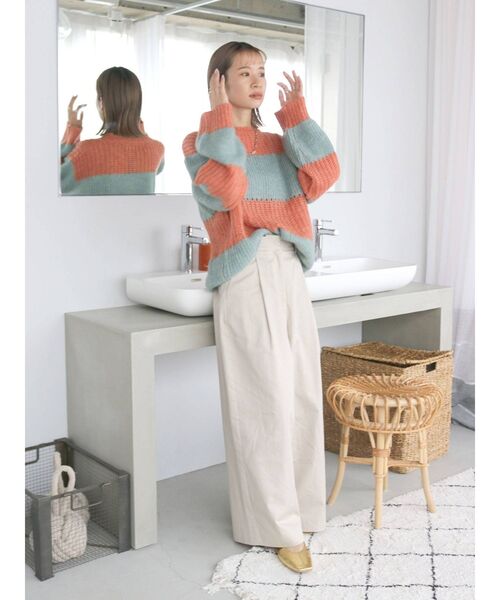 Ungrid(アングリッド)の「ワイドボーダーニット(ニット/セーター・レディース・オレンジ/ブルー/グリーン・FREE)」の21枚目の写真
