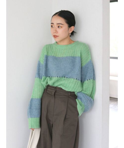 Ungrid(アングリッド)の「ワイドボーダーニット(ニット/セーター・レディース・オレンジ/ブルー/グリーン・FREE)」の20枚目の写真