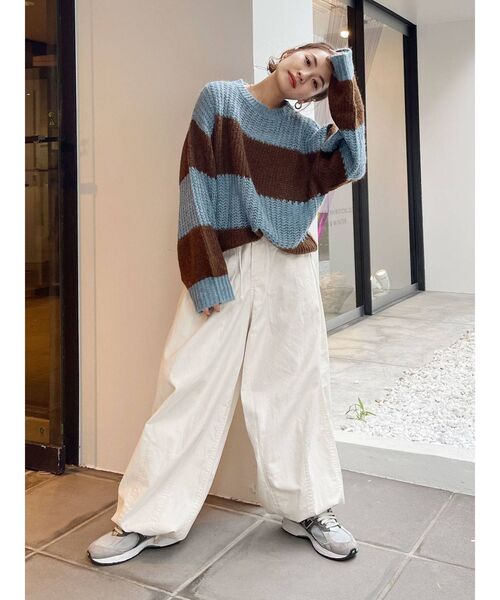 Ungrid(アングリッド)の「ワイドボーダーニット(ニット/セーター・レディース・オレンジ/ブルー/グリーン・FREE)」の15枚目の写真