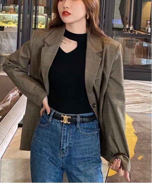 Dream garden(ドリームガーデン)の「0’s デコルテオープン タートルネック ニットトップス(ニット/セーター・レディース・ブラック/ホワイト/ワインレッド・FREE)」の8枚目の写真