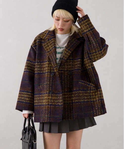 SpRay（スプレイ）の「裏キルトエコウールチェックジャケット