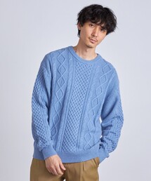 SHIPS any: エコ ウール カシミヤ ケーブル クルーネック セーター◇
