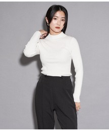 リブプチハイネックトップスカットソー