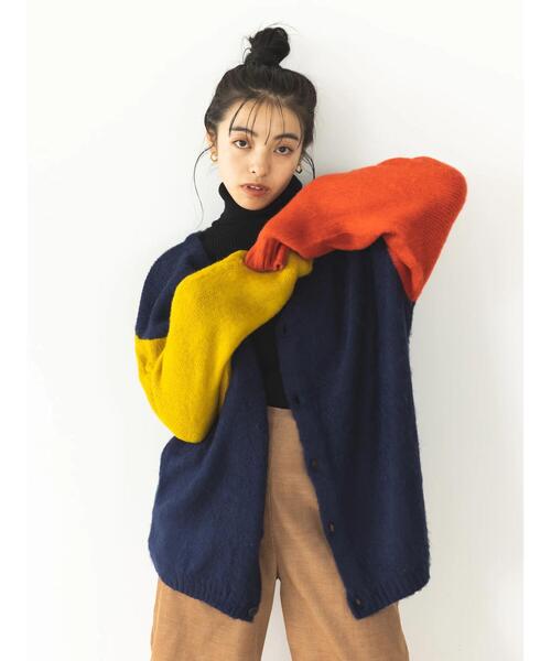 koe（コエ）の「モヘアライクVニットカーディガン（カーディガン/ボレロ・レディース・グレー/イエロー/グリーン/A・XL/L）」の5枚目の写真