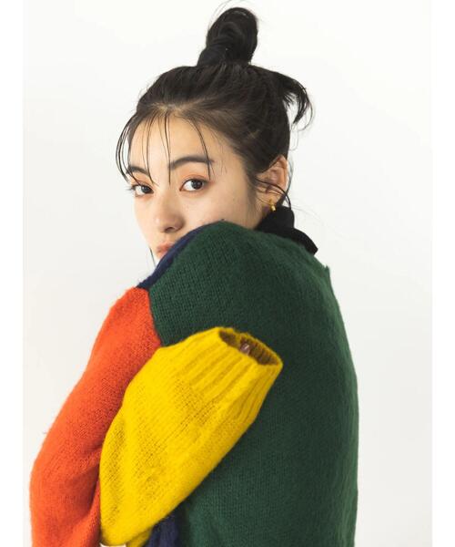 koe（コエ）の「モヘアライクVニットカーディガン（カーディガン/ボレロ・レディース・グレー/イエロー/グリーン/A・XL/L）」の4枚目の写真