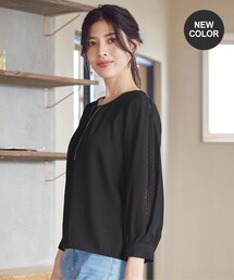 【新色追加・洗える】レースパフ袖ブラウス