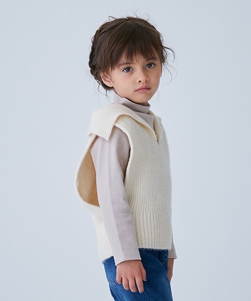 petit main(プティマイン)の「【リンク】ビックカラーベストセット(キッズ)(ニット/セーター・キッズ・アイボリー/モカ・90cm/130cm/120cm/110cm/100cm)」の20枚目の写真