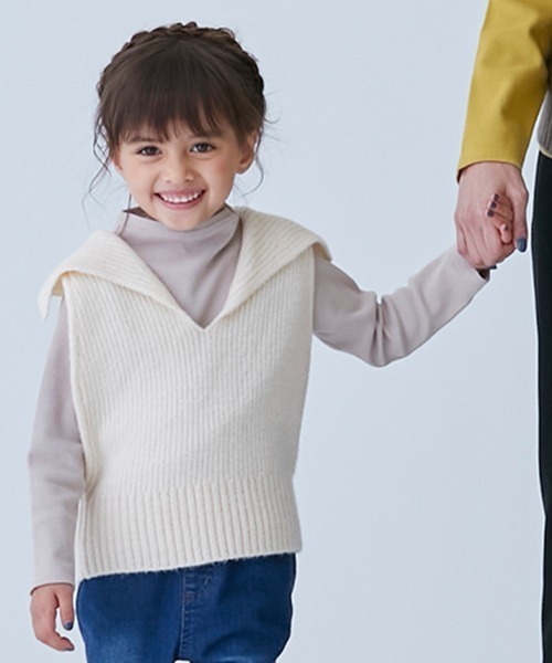petit main(プティマイン)の「【リンク】ビックカラーベストセット(キッズ)(ニット/セーター・キッズ・アイボリー/モカ・90cm/130cm/120cm/110cm/100cm)」の19枚目の写真