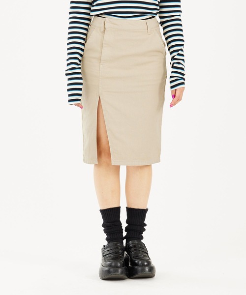 X-girl（エックスガール）の「SLIT SKIRT（デニムスカート・レディース・ライトグリーン/ベージュ/ライトインディゴブルー・XS/S/M）」の21枚目の写真