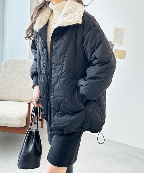 GeeRA（ジーラ）の「衿ボア波キルトブルゾン（ブルゾン・レディース・ブラック/カーキ/サンドグレー・MEDIUM）」の7枚目の写真