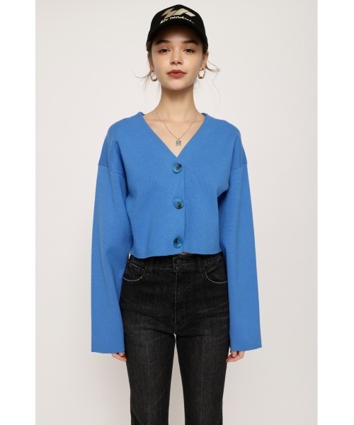 SLY(スライ)の「MILANO RIB CROP C/D ミラノリブ クロップ カーディガン ショート丈(カーディガン/ボレロ・レディース・アイボリー/ライトブルー/杢グレー/オレンジ・FREE)」の12枚目の写真