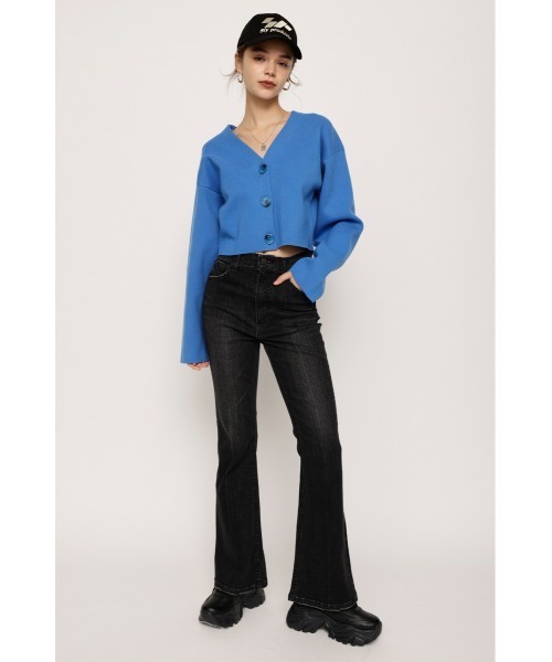 SLY(スライ)の「MILANO RIB CROP C/D ミラノリブ クロップ カーディガン ショート丈(カーディガン/ボレロ・レディース・アイボリー/ライトブルー/杢グレー/オレンジ・FREE)」の9枚目の写真