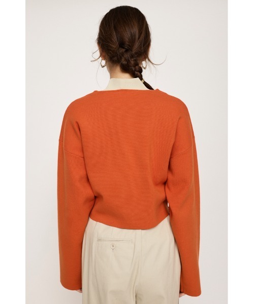 SLY(スライ)の「MILANO RIB CROP C/D ミラノリブ クロップ カーディガン ショート丈(カーディガン/ボレロ・レディース・アイボリー/ライトブルー/杢グレー/オレンジ・FREE)」の10枚目の写真