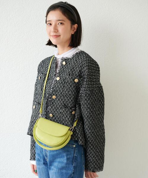 green label relaxing（グリーンレーベルリラクシング）の「ラウンド ミニ ポシェット（ショルダーバッグ・レディース・ブラック/ホワイト/ライム・FREE）」の4枚目の写真