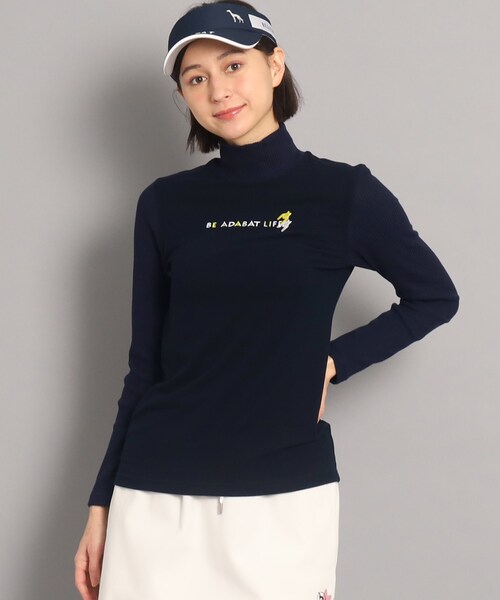 adabat(アダバット)の「異素材組み合わせ モックネックプルオーバー(Tシャツ/カットソー・レディース・グレー系/ネイビー・40/38)」の2枚目の写真