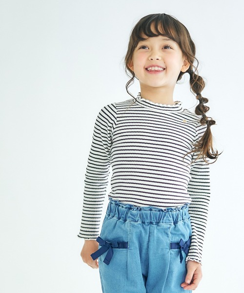 apres les cours（アプレレクール）の「メロウリブTシャツ（Tシャツ/カットソー・キッズ・アイボリー/グリーン/その他3/チャコール/サーモンピンク・100/130/80/90/120/110/140）」の3枚目の写真