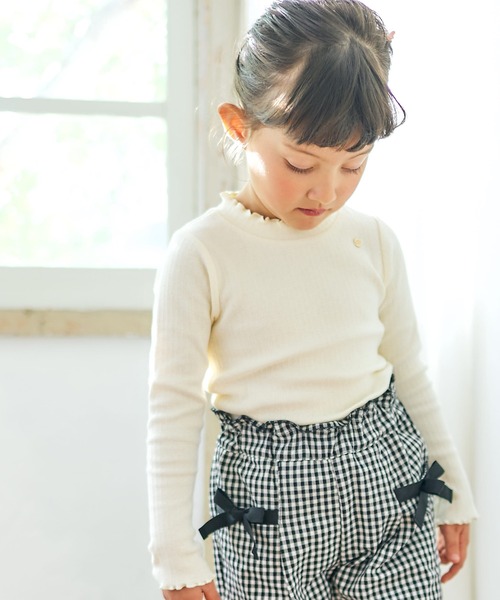 apres les cours（アプレレクール）の「メロウリブTシャツ（Tシャツ/カットソー・キッズ・アイボリー/グリーン/その他3/チャコール/サーモンピンク・100/130/80/90/120/110/140）」の2枚目の写真