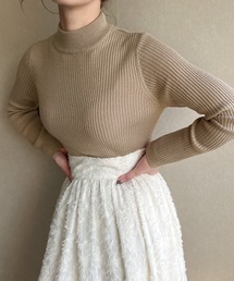 プチハイネックリブニット