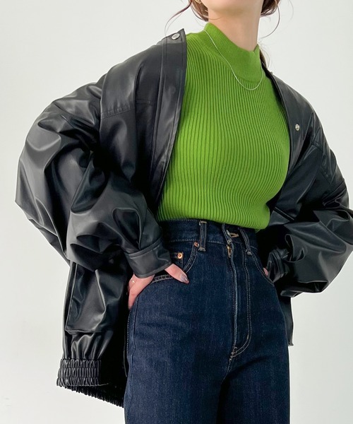 JUNOAH（ジュノア）の「プチハイネックリブニット（ニット/セーター・レディース・オフホワイト/グリーン/ブラック/ベージュ/ブルー/ピンク系その他/グレイッシュベージュ/ボルドー/イエロー・MEDIUM/LARGE）」の15枚目の写真