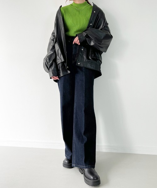 JUNOAH（ジュノア）の「プチハイネックリブニット（ニット/セーター・レディース・オフホワイト/グリーン/ブラック/ベージュ/ブルー/ピンク系その他/グレイッシュベージュ/ボルドー/イエロー・MEDIUM/LARGE）」の18枚目の写真