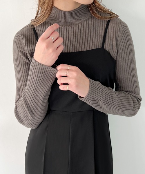 JUNOAH（ジュノア）の「プチハイネックリブニット（ニット/セーター・レディース・オフホワイト/グリーン/ブラック/ベージュ/ブルー/ピンク系その他/グレイッシュベージュ/ボルドー/イエロー・MEDIUM/LARGE）」の20枚目の写真