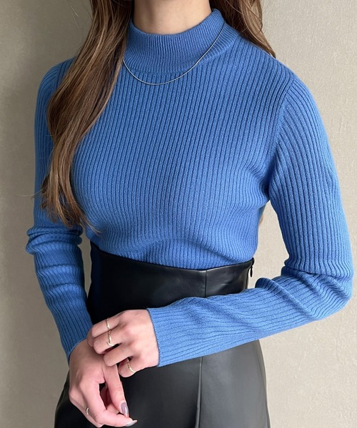 JUNOAH（ジュノア）の「プチハイネックリブニット（ニット/セーター・レディース・オフホワイト/グリーン/ブラック/ベージュ/ブルー/ピンク系その他/グレイッシュベージュ/ボルドー/イエロー・MEDIUM/LARGE）」の22枚目の写真