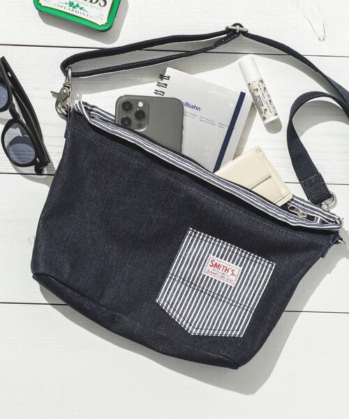 SMITH'S（スミス）の「SMITH'S（スミス）別注ワークポケット付きデニムサコッシュ（ショルダーバッグ・メンズ・ネイビー/その他1・FREE）」の2枚目の写真