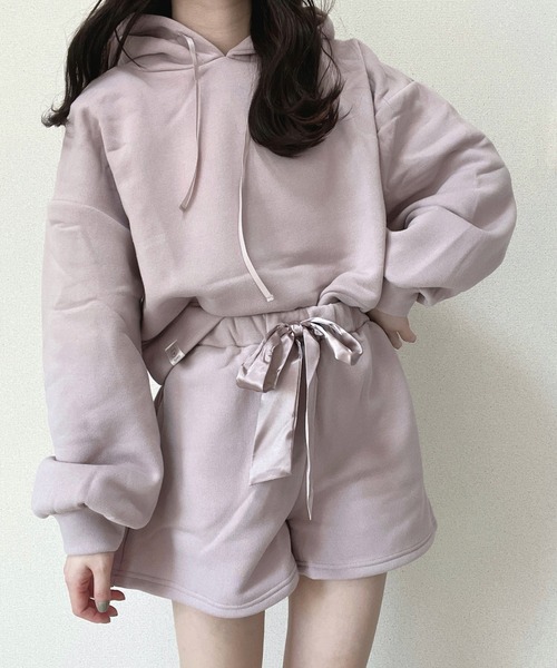 Mysa&Liina(ミーサリーナ)の「yuririn*コラボ パーカー×ショートパンツセット(ルームウェア/パジャマ・レディース・チャコールグレー/ピンクベージュ/サックスブルー/ベージュ・M/L)」の15枚目の写真