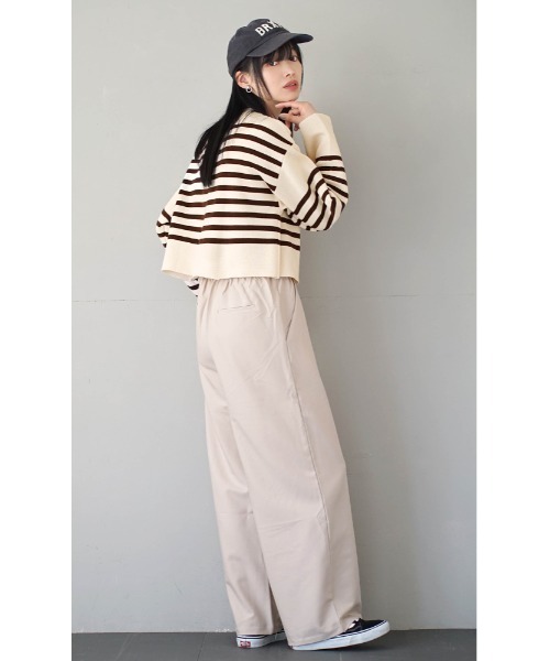 MIMIMEMETE(ミミメメット)の「パネルボーダー ショート丈ニット(ニット/セーター・レディース・ブルー/ブラウン・フリー)」の7枚目の写真