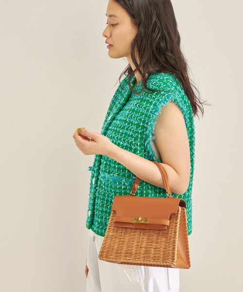 The Bagmati(ザバグマティ)の「The Bagmati: ラタン コンビ ハンドル バッグ(かごバッグ・レディース・ブラック/ブラウン・ONE SIZE)」の4枚目の写真