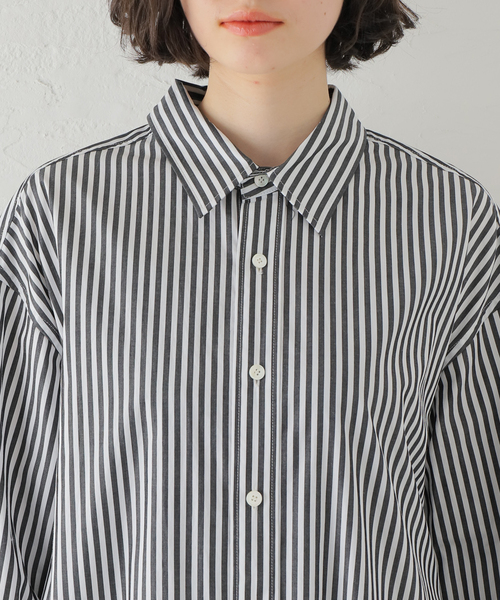 JOURNAL STANDARD（ジャーナルスタンダード）の「コットンブロードストライプシャツワンピース（シャツワンピース・レディース・ブラック/ブルー・FREE）」の12枚目の写真