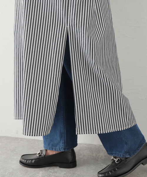 JOURNAL STANDARD（ジャーナルスタンダード）の「コットンブロードストライプシャツワンピース（シャツワンピース・レディース・ブラック/ブルー・FREE）」の11枚目の写真