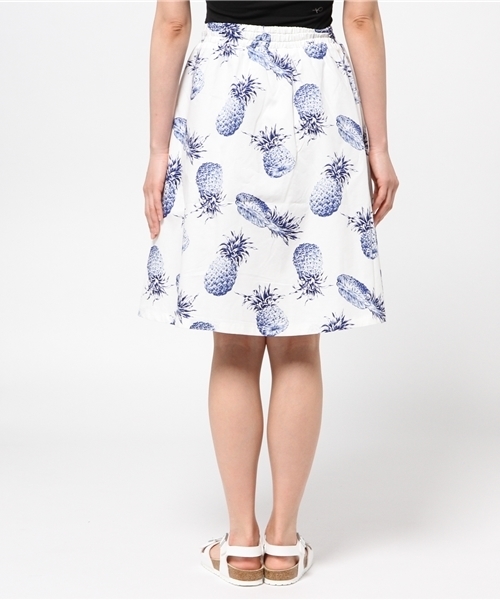 CIAOPANIC（チャオパニック）の「【Ciaopanic】　パイナップル柄フレアSK（スカート・レディース・ホワイト/エメラルド・FREE）」の5枚目の写真