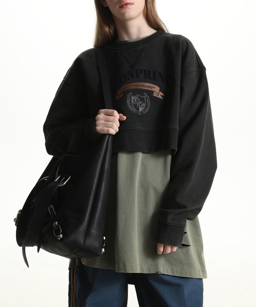 MASONPRINCE（メイソンプリンス）の「ショート丈 ロゴ刺繍スウェット WY6194【MASONPRINCE】（スウェット・メンズ・カーキ/ブラック・S/L/M）」の2枚目の写真