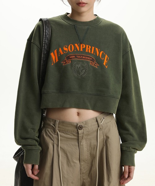 MASONPRINCE（メイソンプリンス）の「ショート丈 ロゴ刺繍スウェット WY6194【MASONPRINCE】（スウェット・メンズ・カーキ/ブラック・S/L/M）」の15枚目の写真