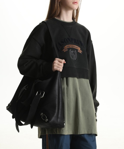 MASONPRINCE（メイソンプリンス）の「ショート丈 ロゴ刺繍スウェット WY6194【MASONPRINCE】（スウェット・メンズ・カーキ/ブラック・S/L/M）」の6枚目の写真