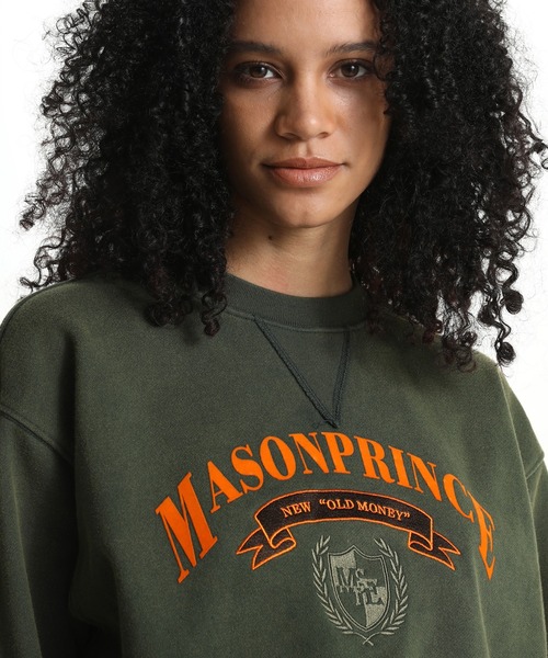 MASONPRINCE（メイソンプリンス）の「ショート丈 ロゴ刺繍スウェット WY6194【MASONPRINCE】（スウェット・メンズ・カーキ/ブラック・S/L/M）」の9枚目の写真