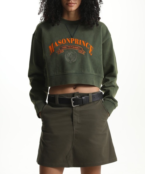 MASONPRINCE（メイソンプリンス）の「ショート丈 ロゴ刺繍スウェット WY6194【MASONPRINCE】（スウェット・メンズ・カーキ/ブラック・S/L/M）」の7枚目の写真