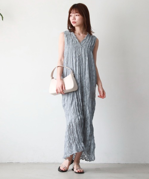 archives（アルシーヴ）の「シアージャガードワッシャーノースリワンピース（ワンピース・レディース・ブルー/グリーン/アイボリー/ブラック・MEDIUM）」の4枚目の写真